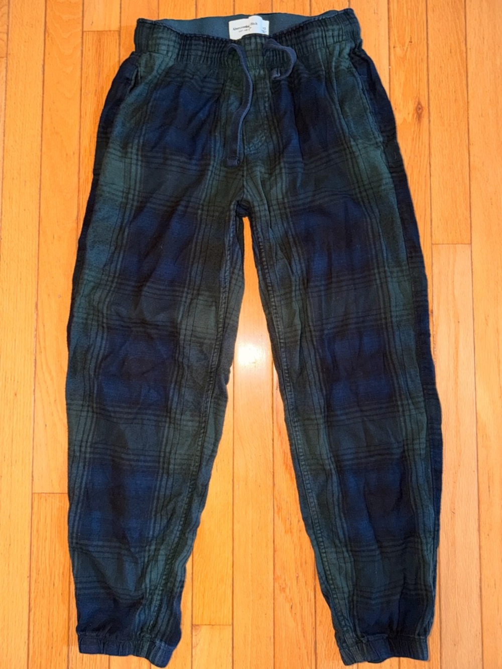 EUC men’s Abercrombie cotton blue green plaid pants size Small loungewear